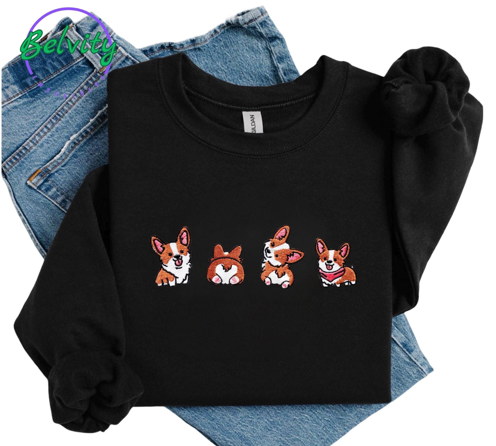 Corgi Dog Embroidered Sweatshirt