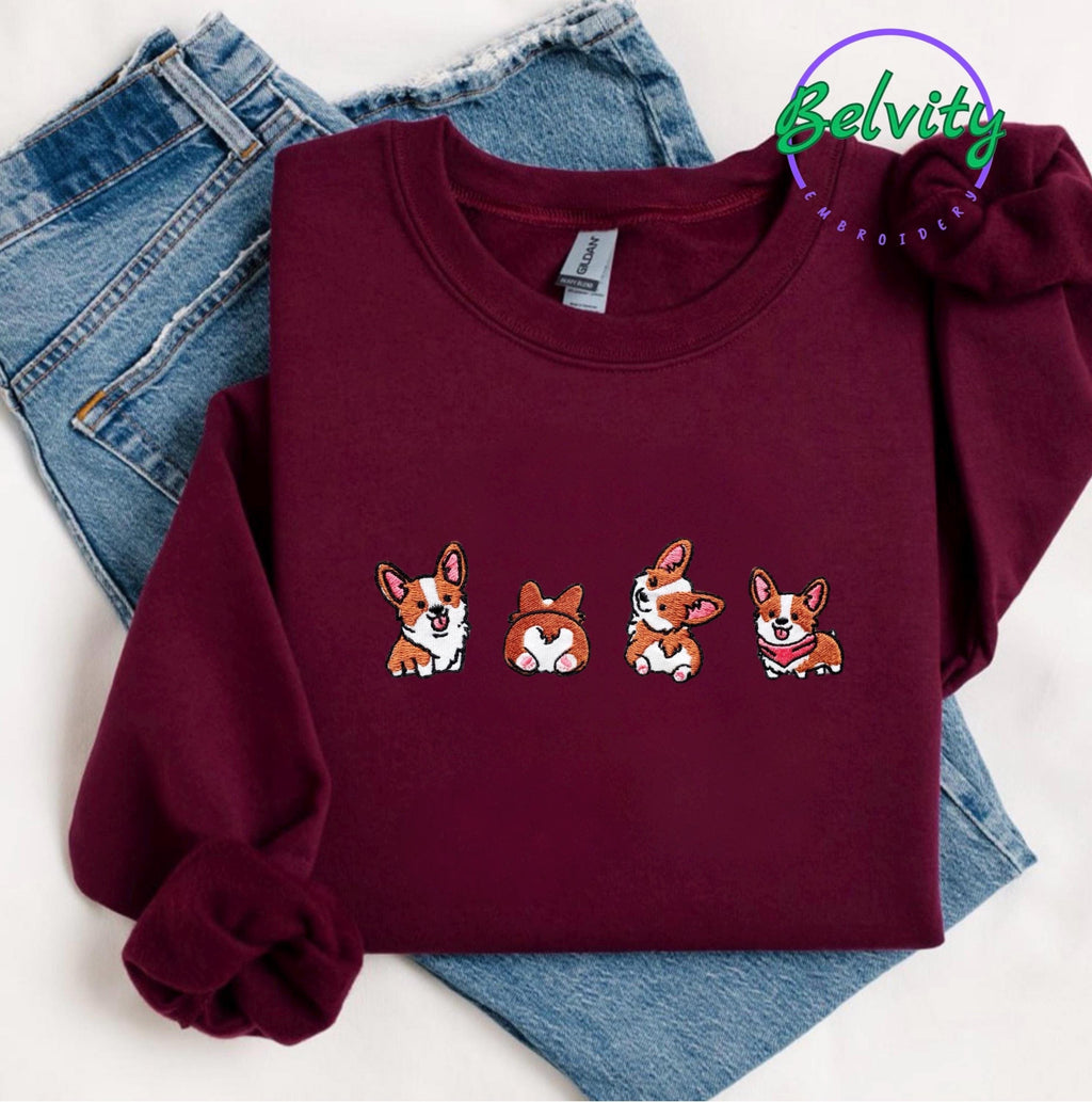 Corgi Dog Embroidered Sweatshirt