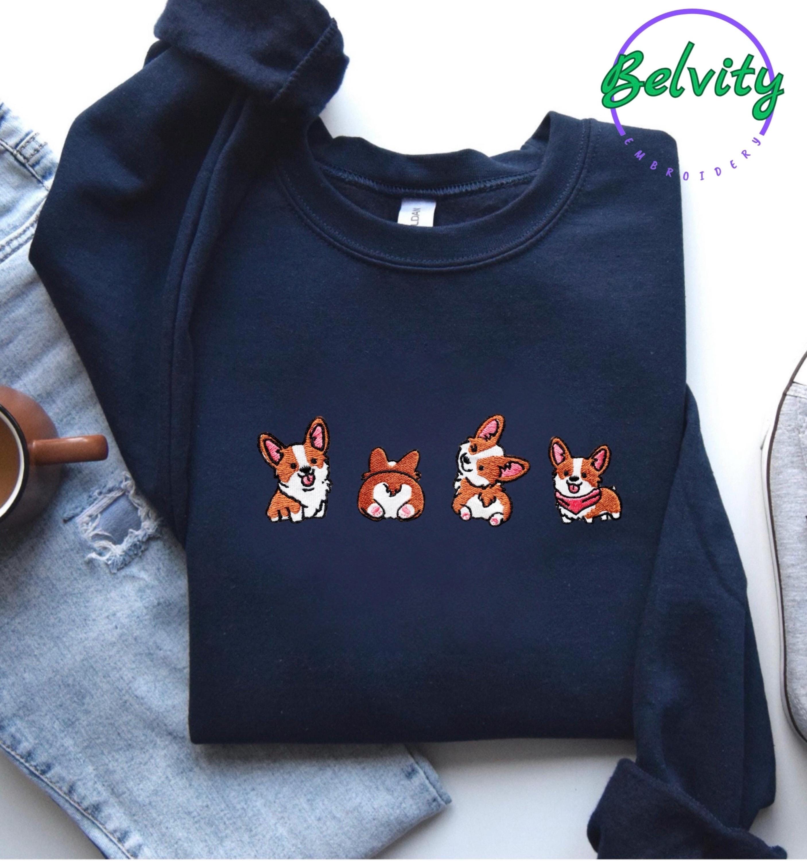 Corgi Dog Embroidered Sweatshirt
