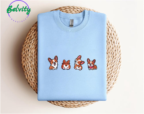 Corgi Dog Embroidered Sweatshirt