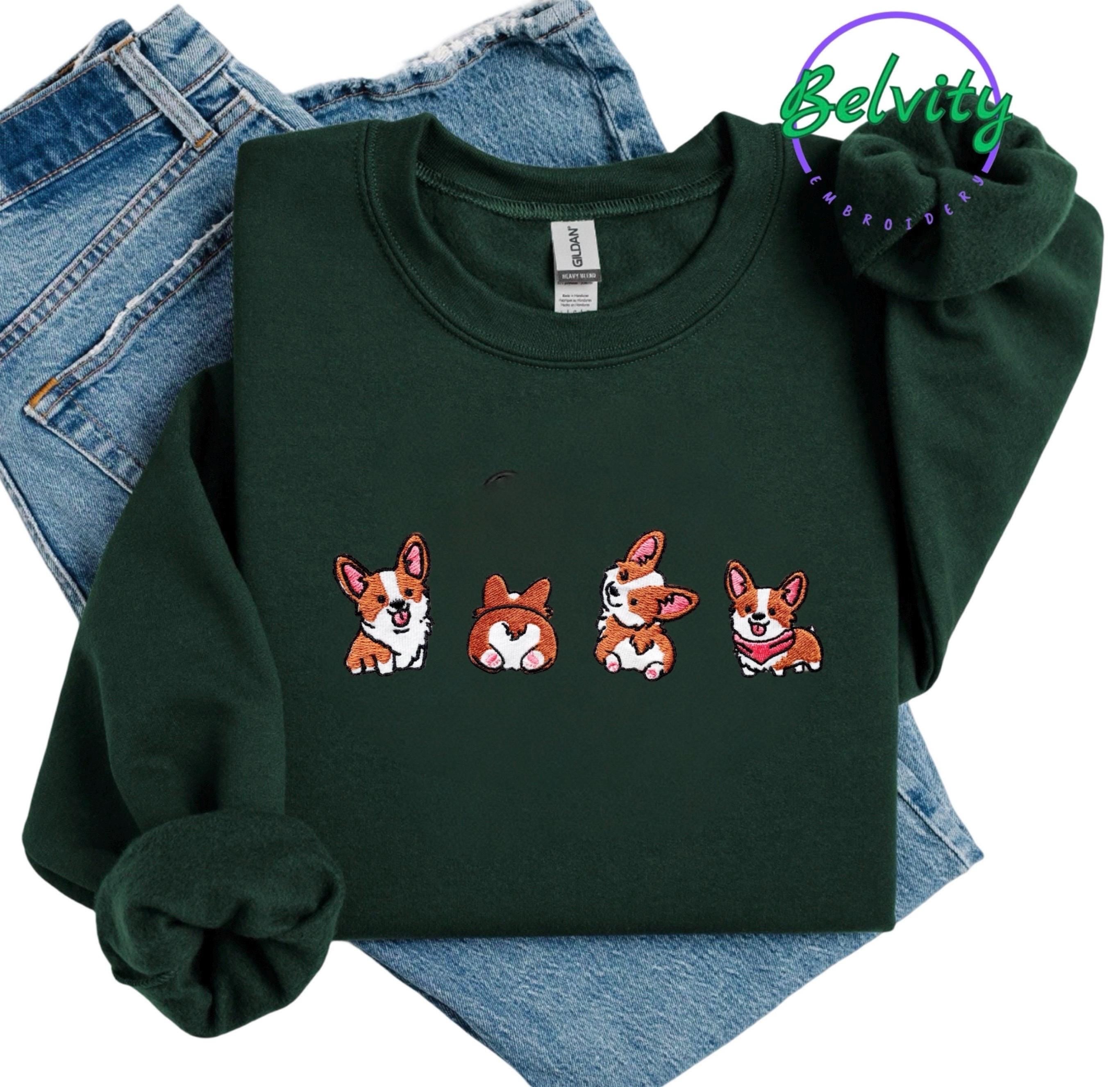 Corgi Dog Embroidered Sweatshirt