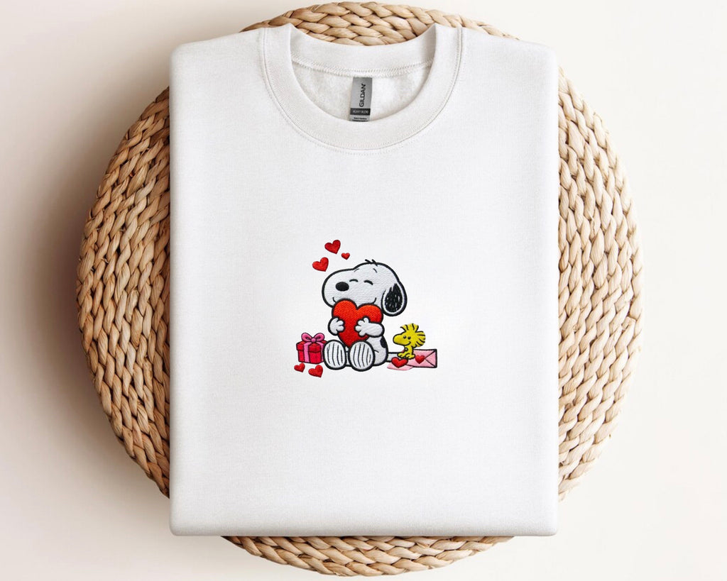 Snoopy & Heart Embroidered Sweatshirt