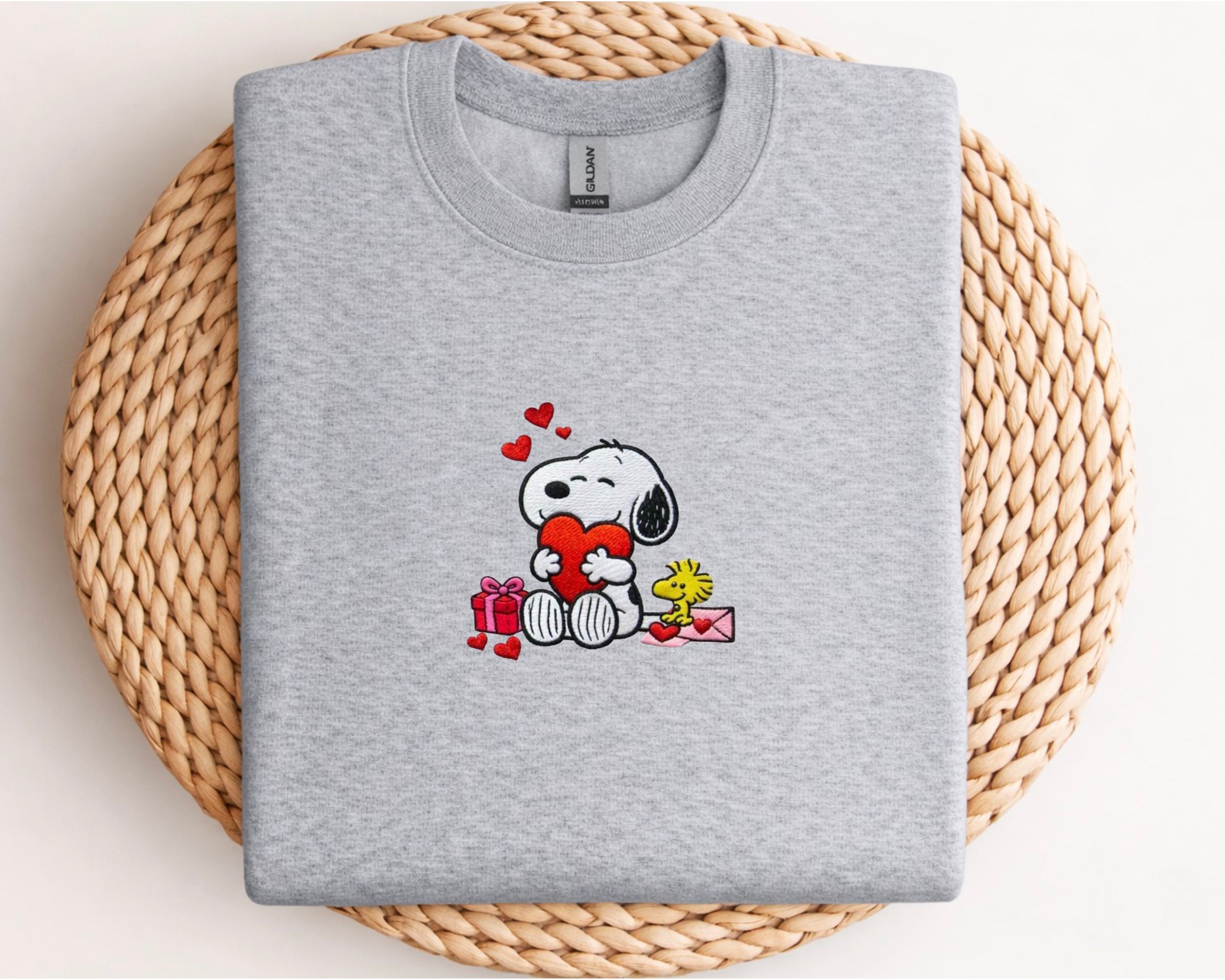 Snoopy & Heart Embroidered Sweatshirt