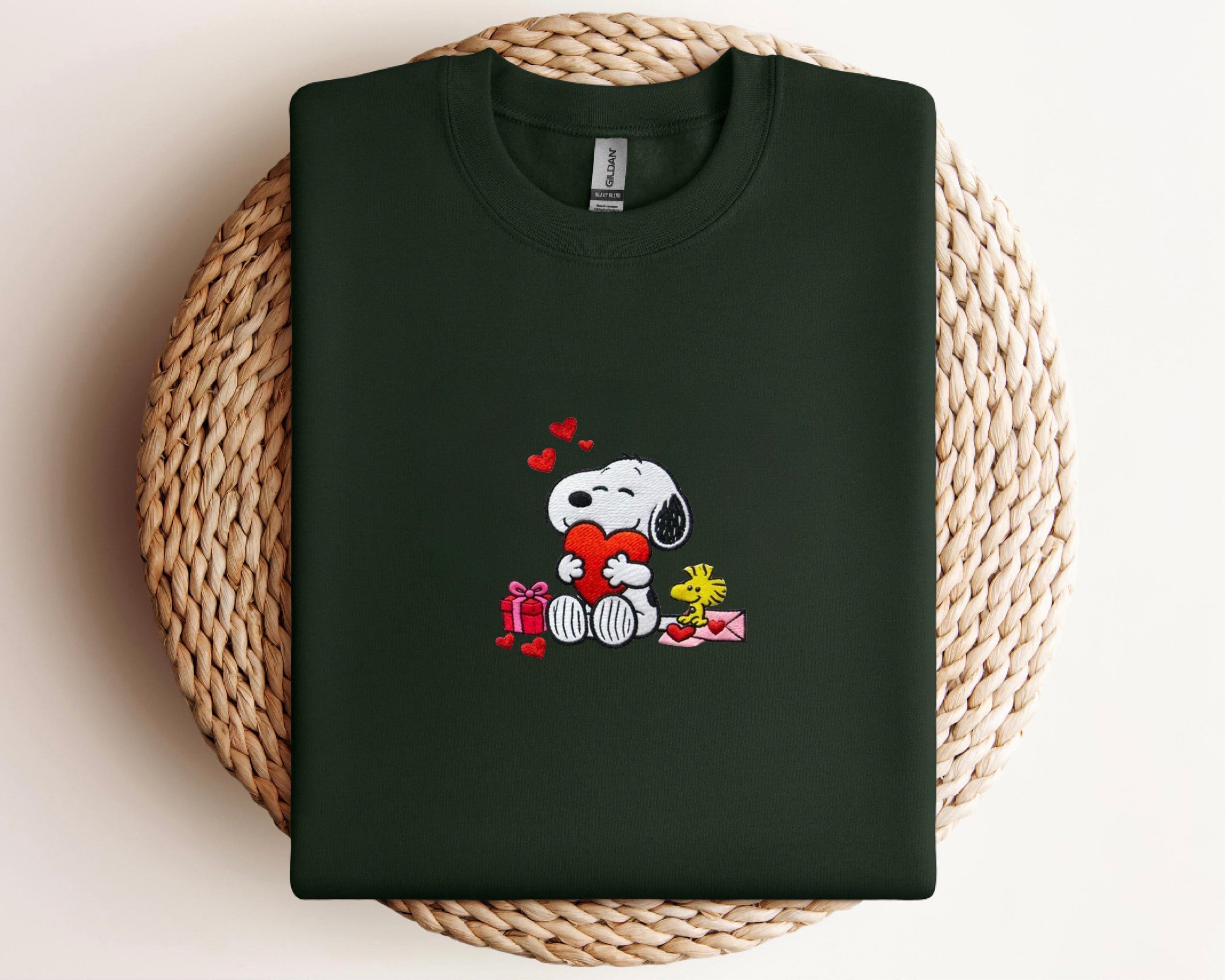 Snoopy & Heart Embroidered Sweatshirt