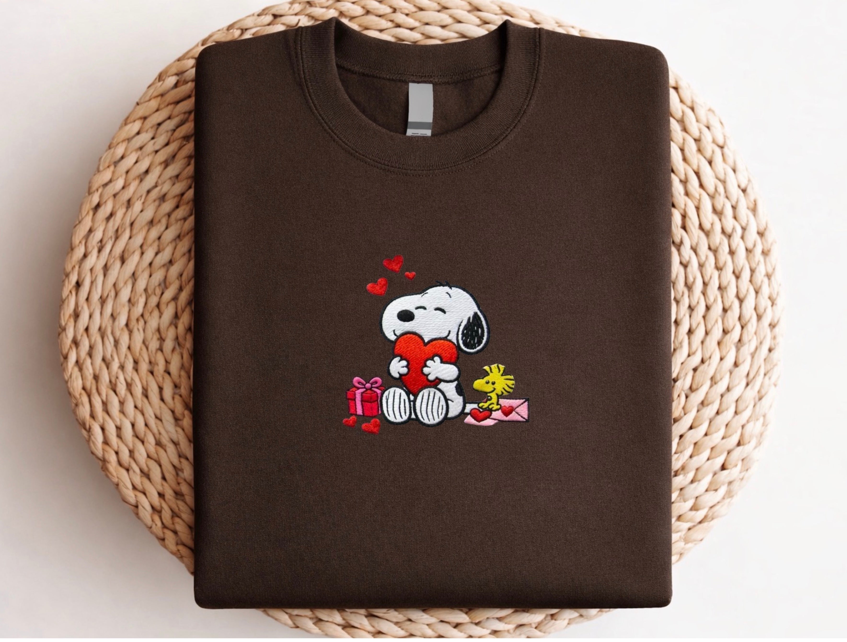 Snoopy & Heart Embroidered Sweatshirt