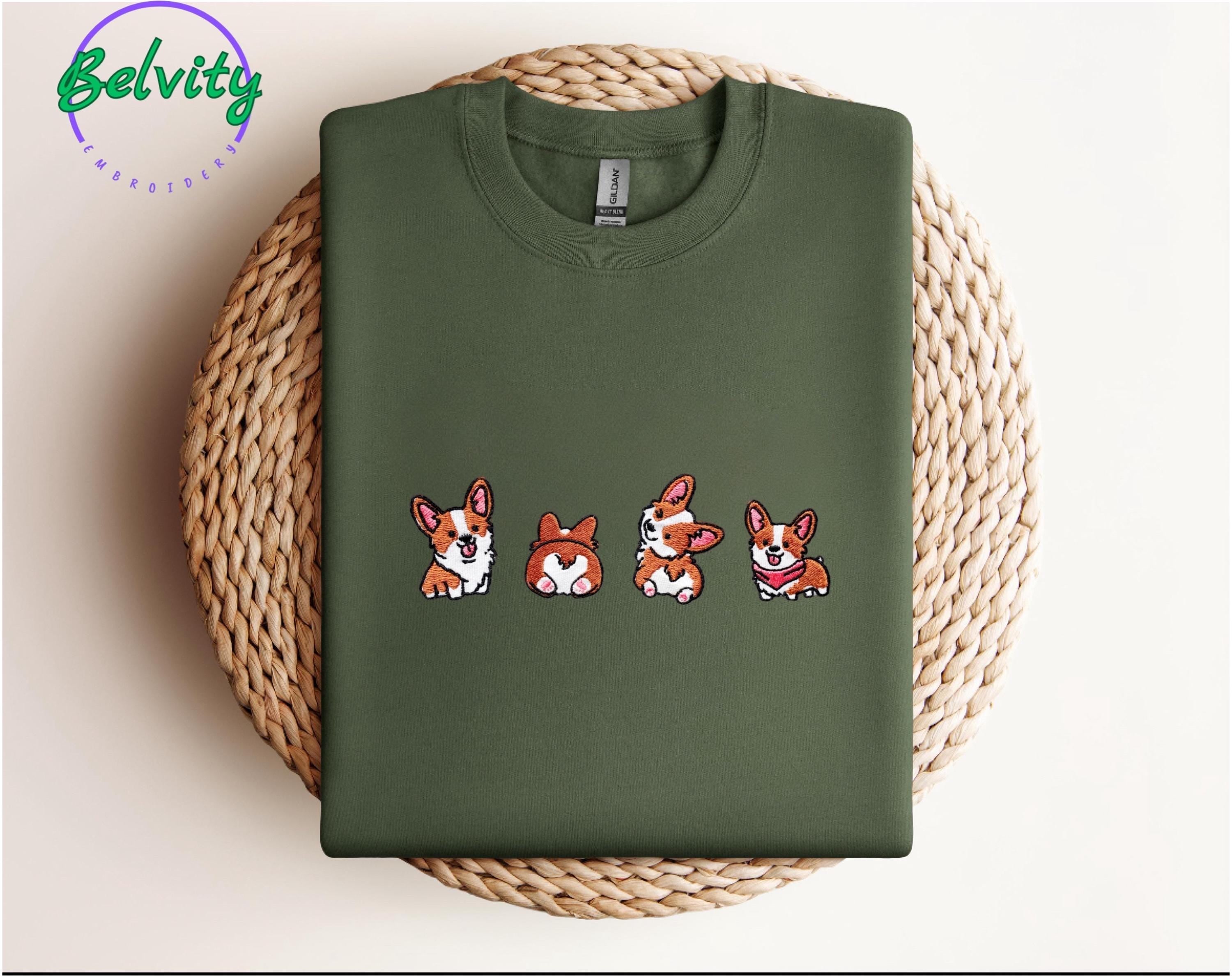 Corgi Dog Embroidered Sweatshirt