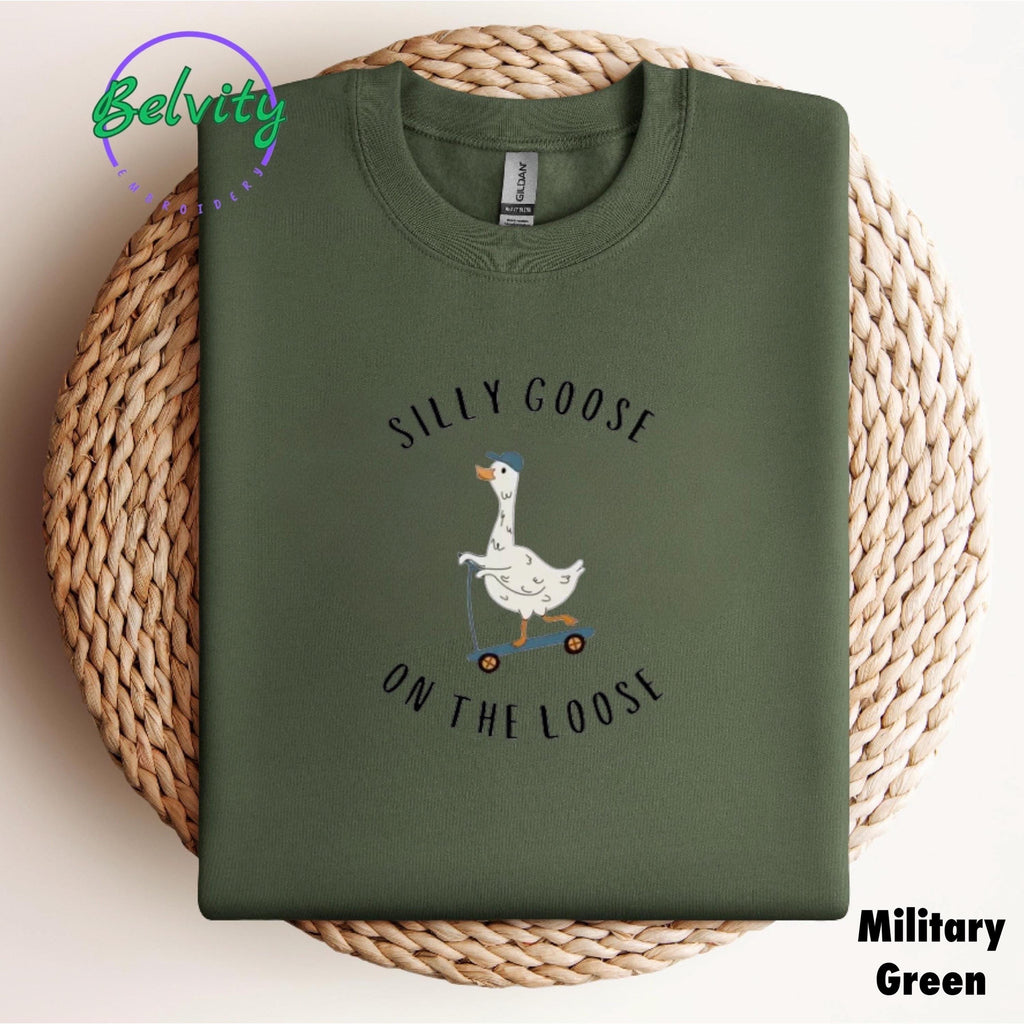 Silly Goose On the Loose Embroidered Sweatshirt